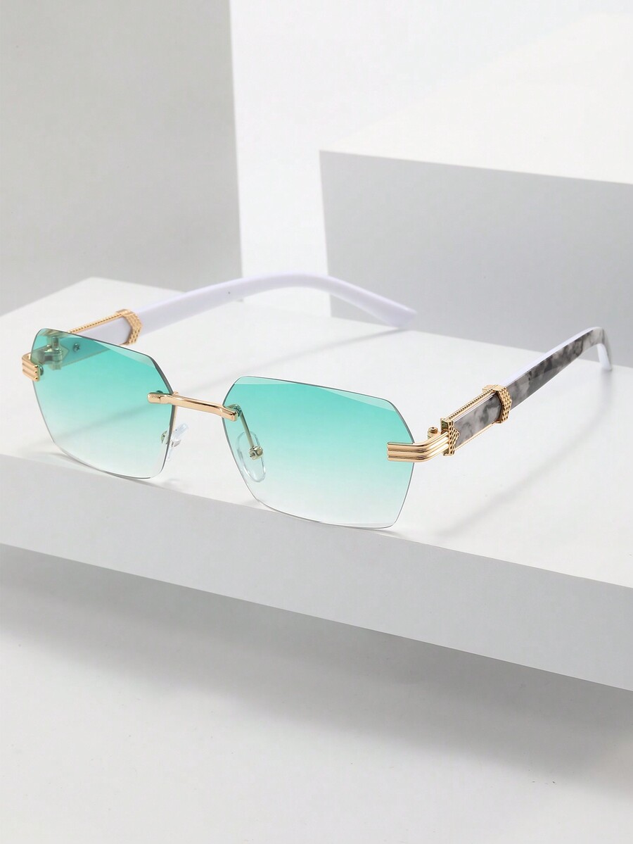 Vintage Fashion Style Men - 1pc Frameless Rectangular Men's Fashion Glasses,