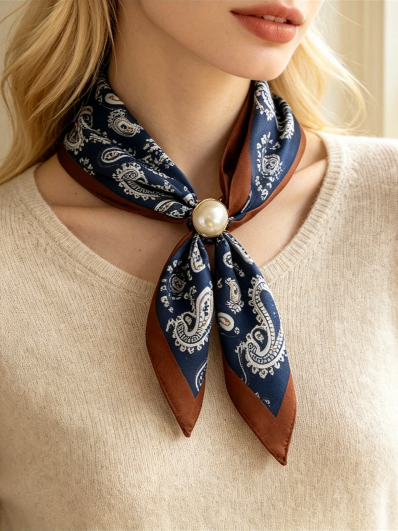 Vintage Fashion Shop - 1 Women's Vintage Printed Satin Neck