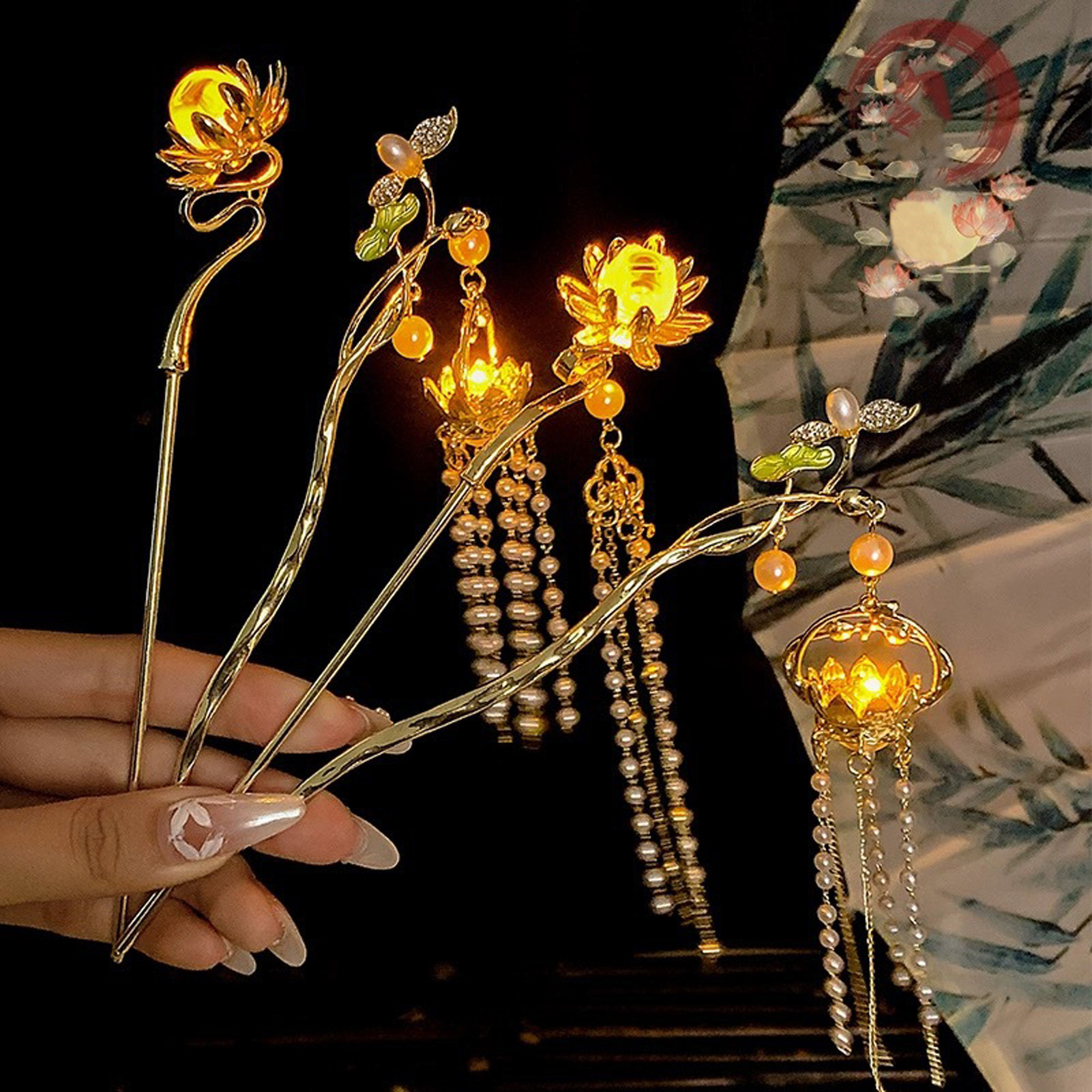 Vintage Fashion Shop - Luminous Flower Hairpin For Women Creative