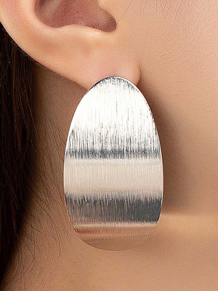 Vintage Fashion Earrings - 1 Pair Vintage Metal Textured Oval