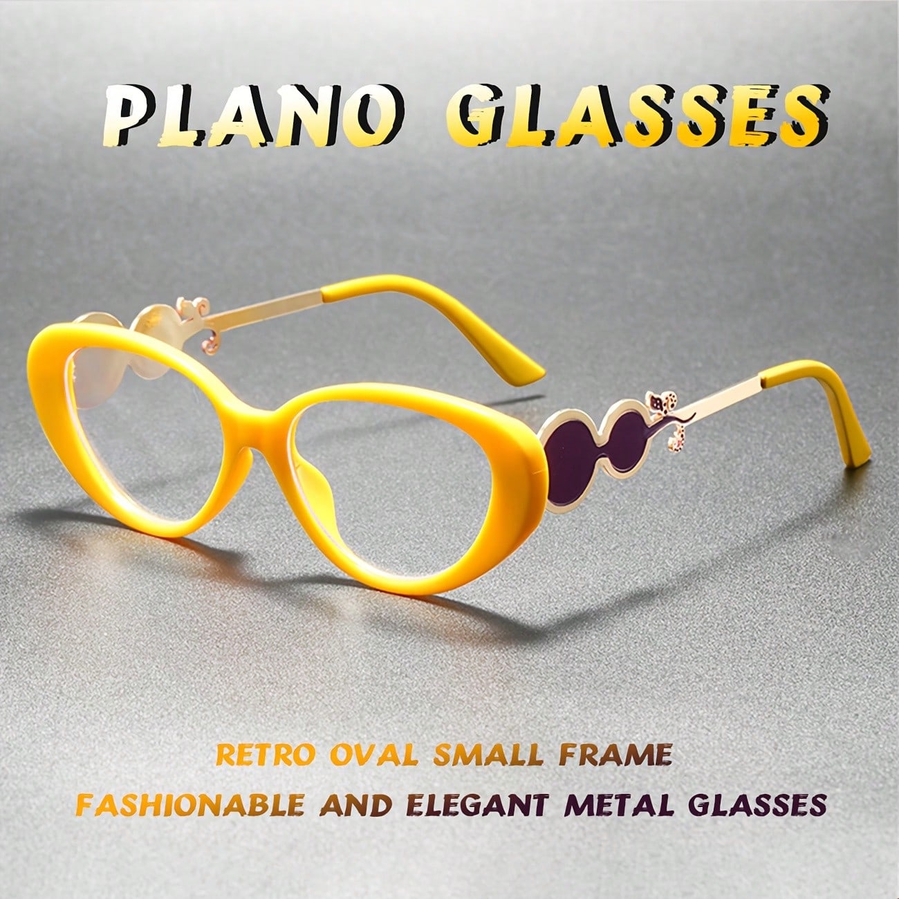 Vintage Fashion Shop - Women's Oval-Frame Cat-Eye Metal Glasses, Elegant