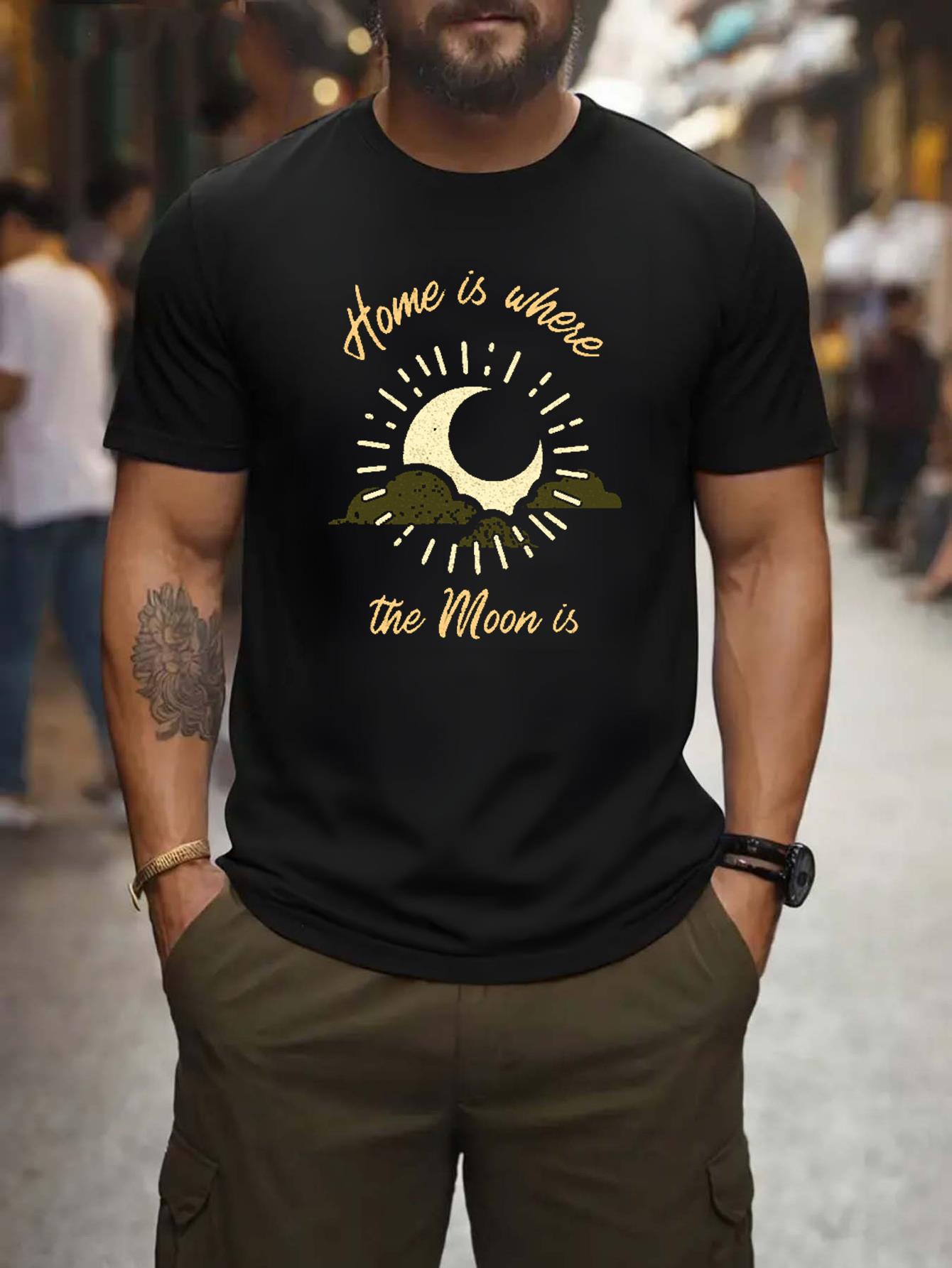 Vintage Fashion Quotes Short - Vintage Men's Black Graphic T-Shirt Crescent