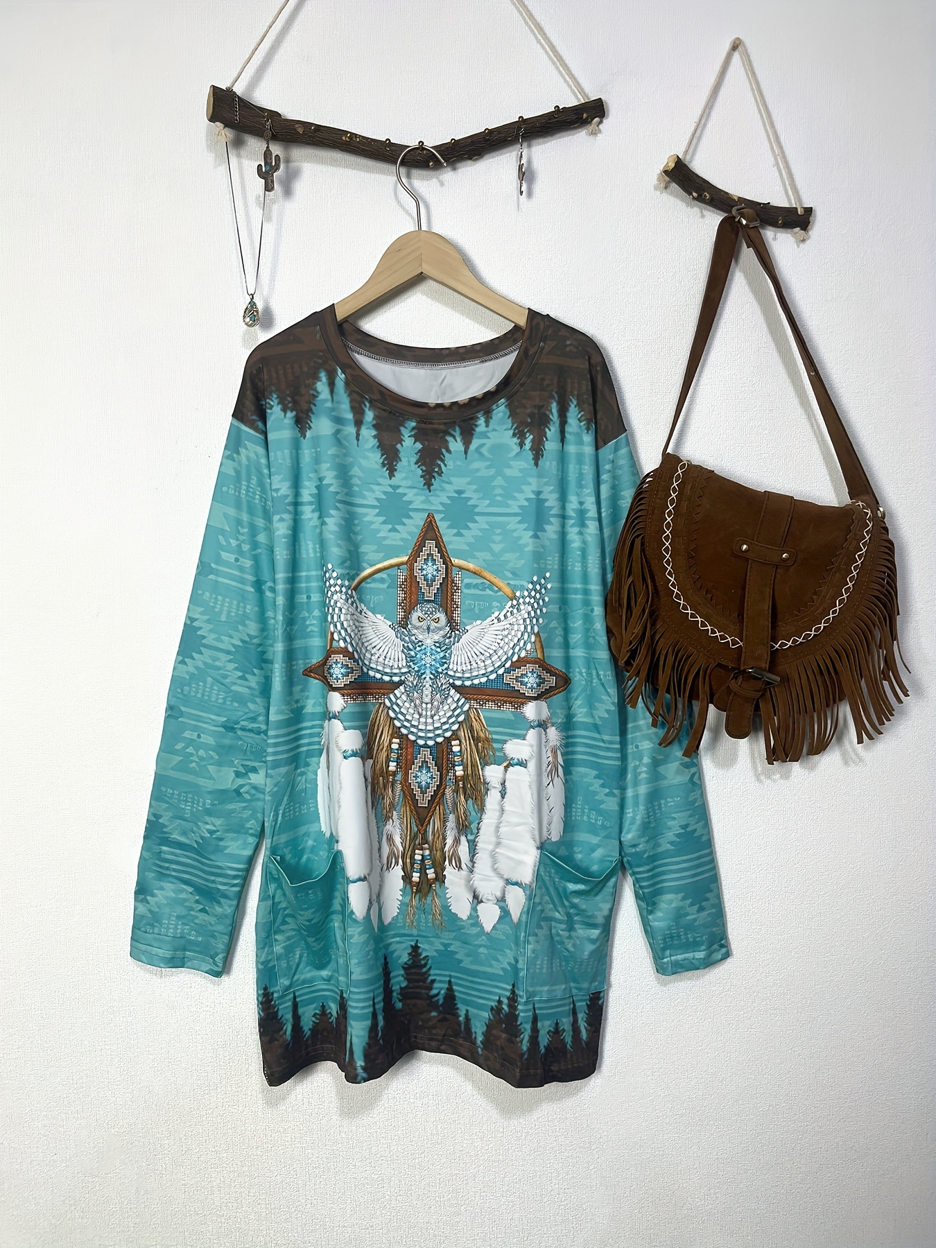 Vintage Print Long Sleeve V-Ne – Vintage Fashion Shop Bewertung und Preis