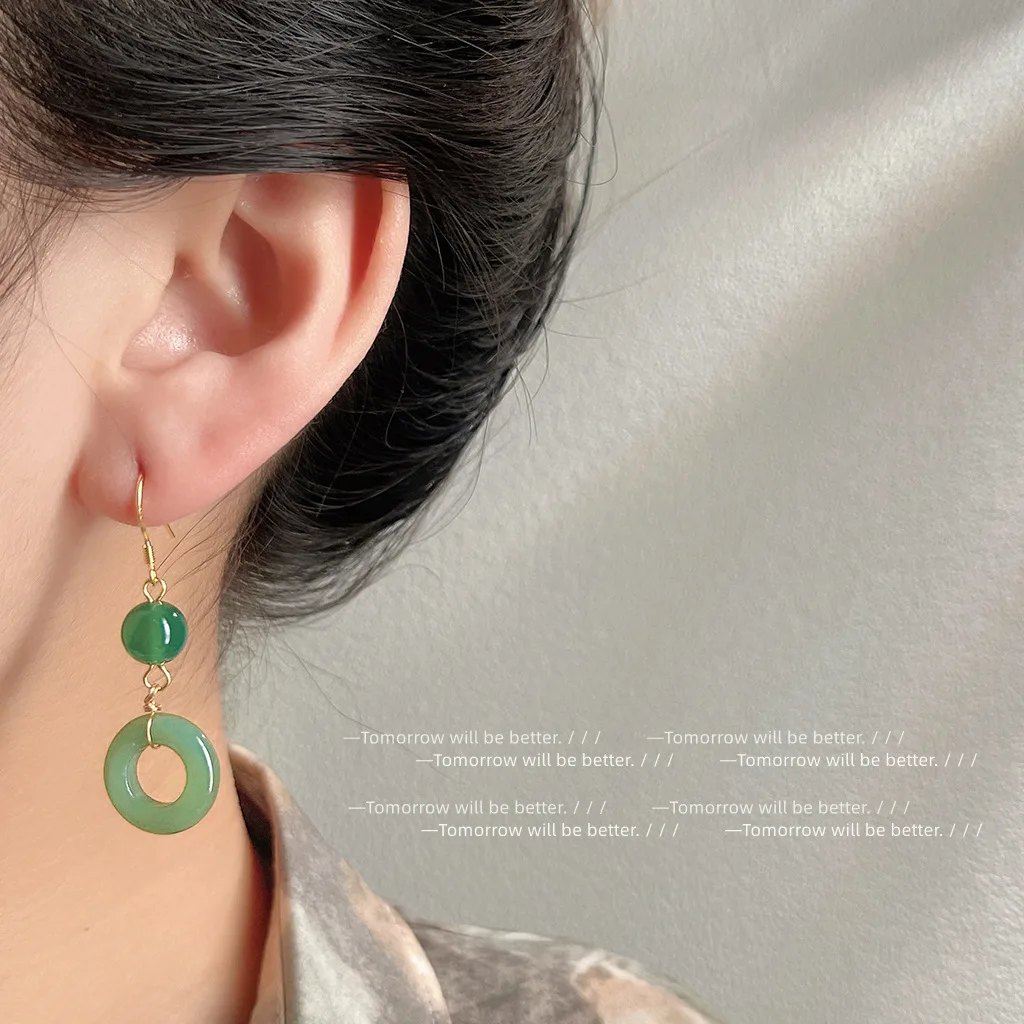 Green Real Jade Ring Earrings  – Vintage Fashion Earrings Bewertung und Preis