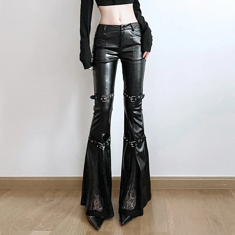 Women's PU Leather Flare Pants – Vintage Fashion Y2K Bewertung und Preis