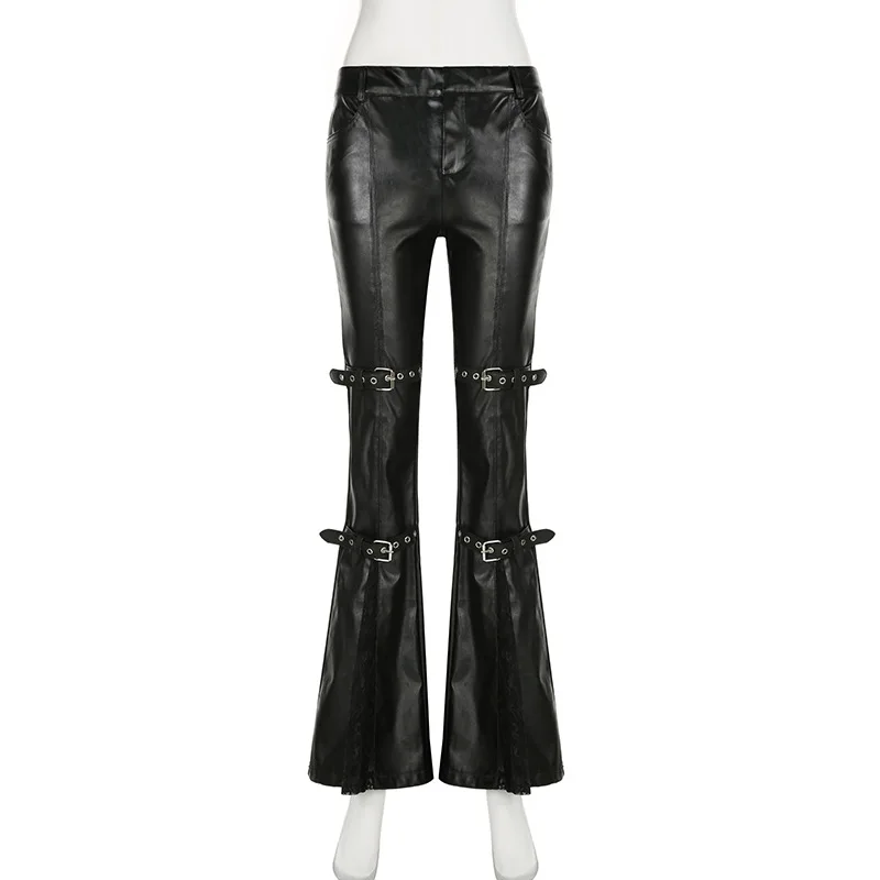Women's PU Leather Flare Pants – Vintage Fashion Y2K Bewertung und Preis