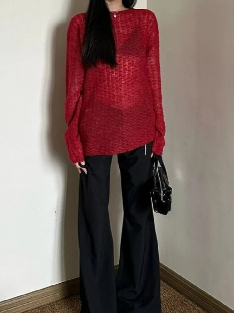 Y2K See-Through Knitted Women' – Vintage Fashion Y2K Bewertung und Preis