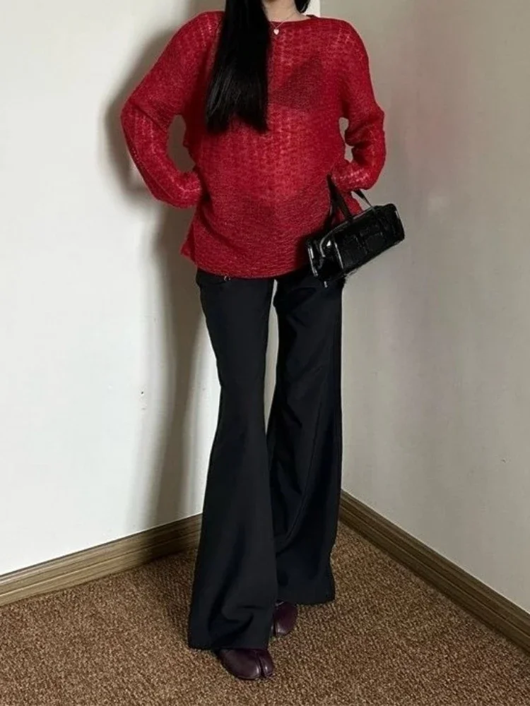Y2K See-Through Knitted Women' – Vintage Fashion Y2K Bewertung und Preis